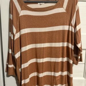 Maurices Brown and White Striped Sweater